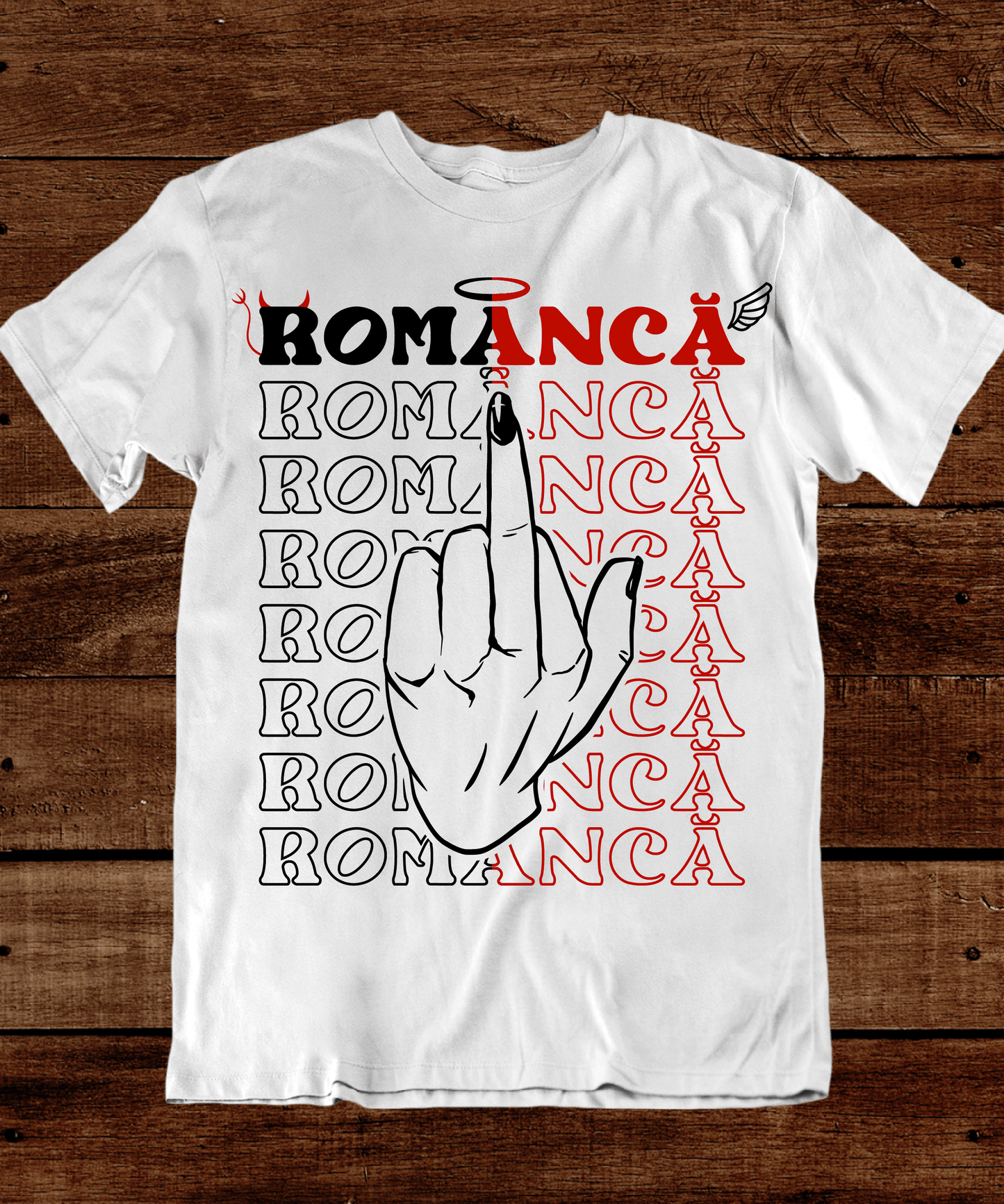 Româncă Inger Si Demon Tricou Alb Unisex - Cadou
