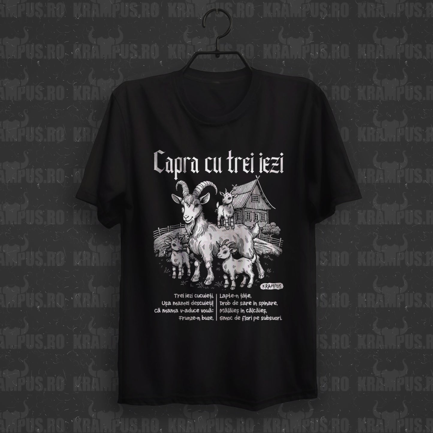 Tricou Capra Cu Trei Iezi Alb
