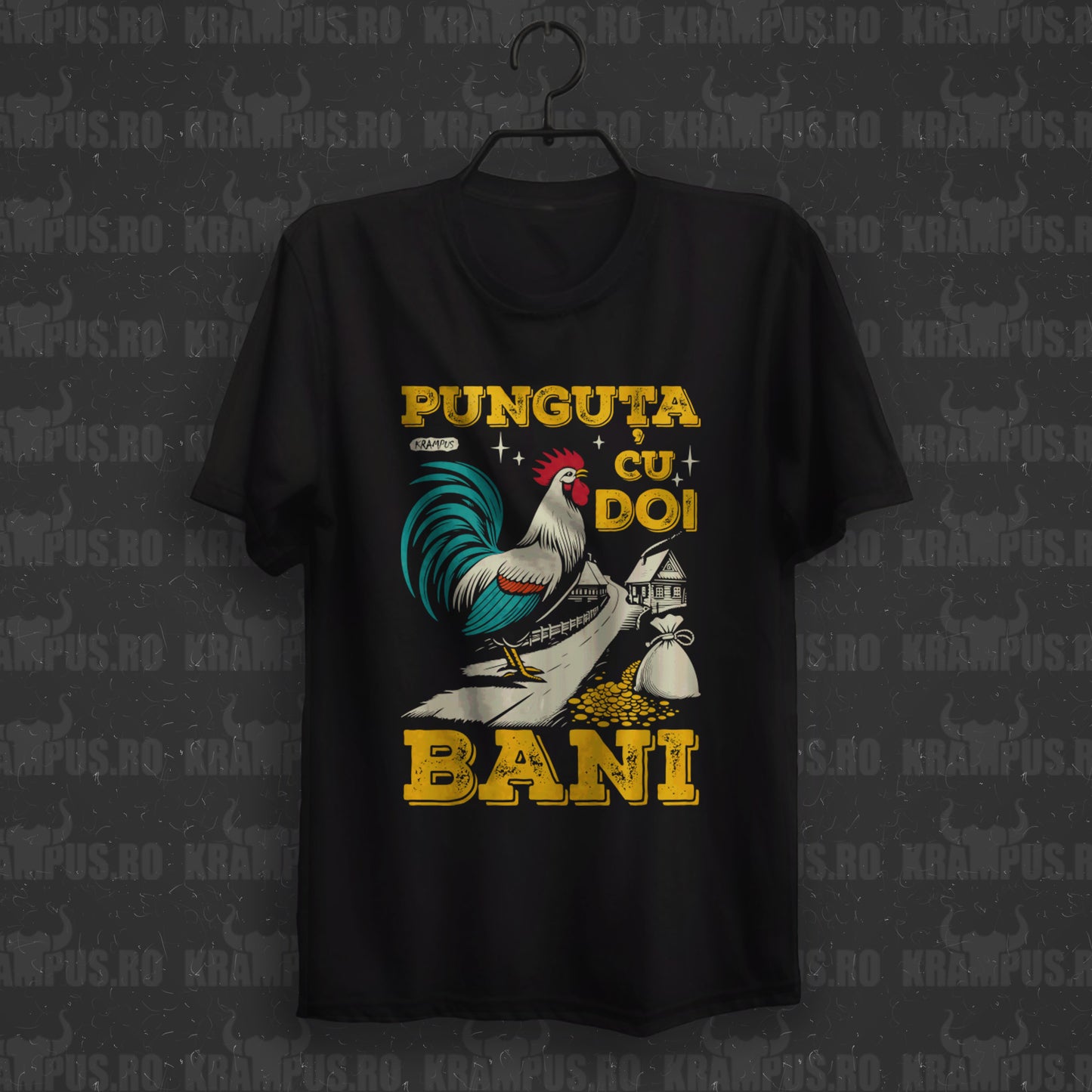 Tricou Punguța cu Doi Bani Cocoș Colibă
