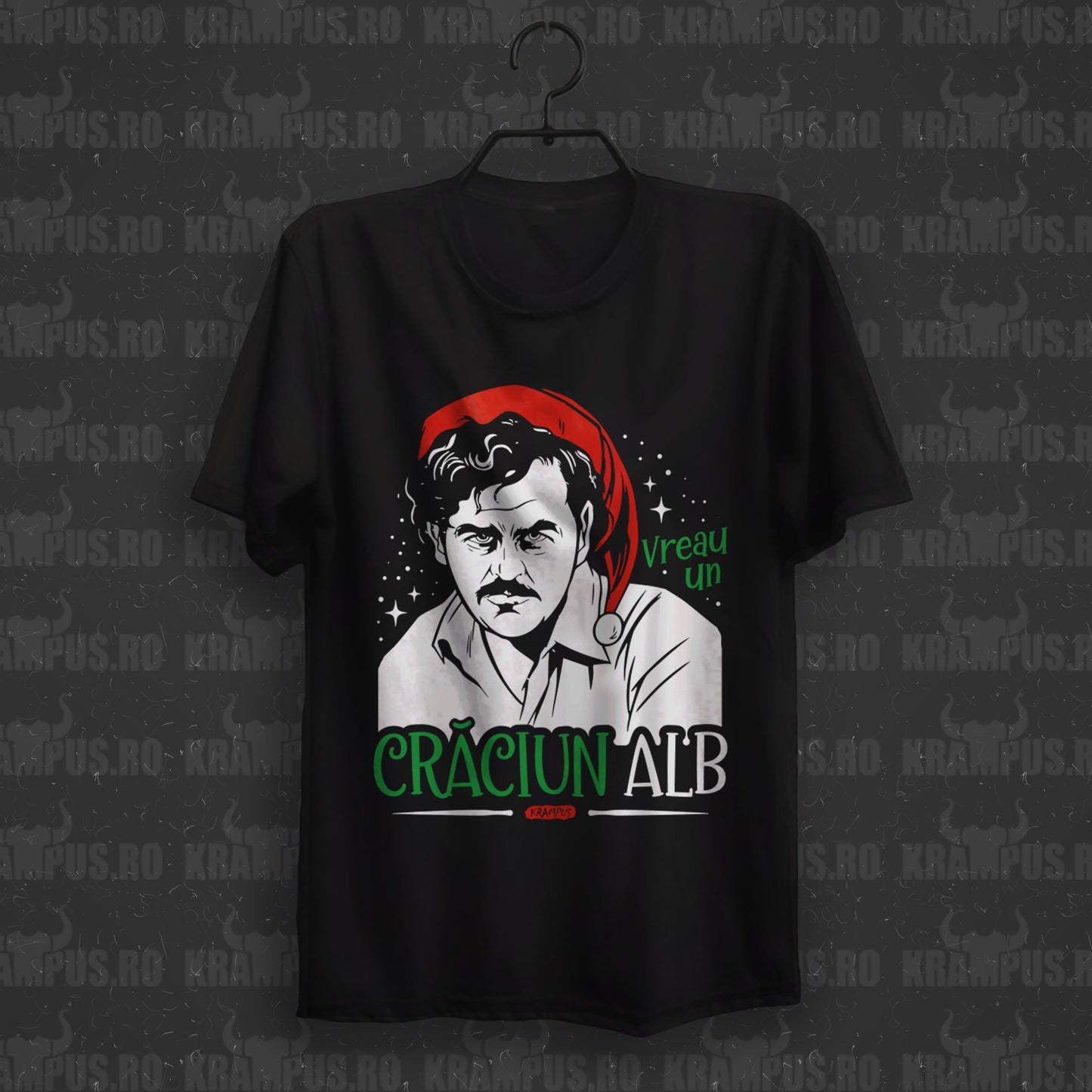 Tricou Pablo Escobar Craciun Alb