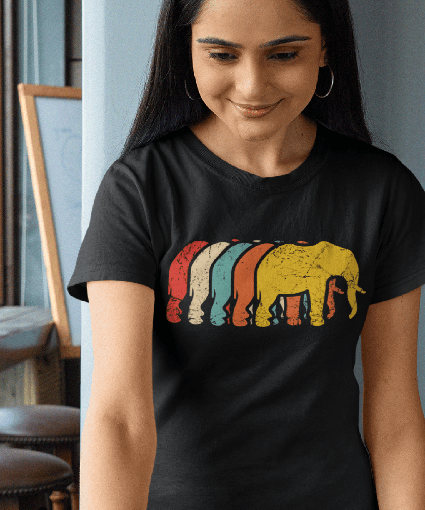 Retro Elefant, Cadou Pentru Iubitorii de Retro și Elefanți Tricou Unisex