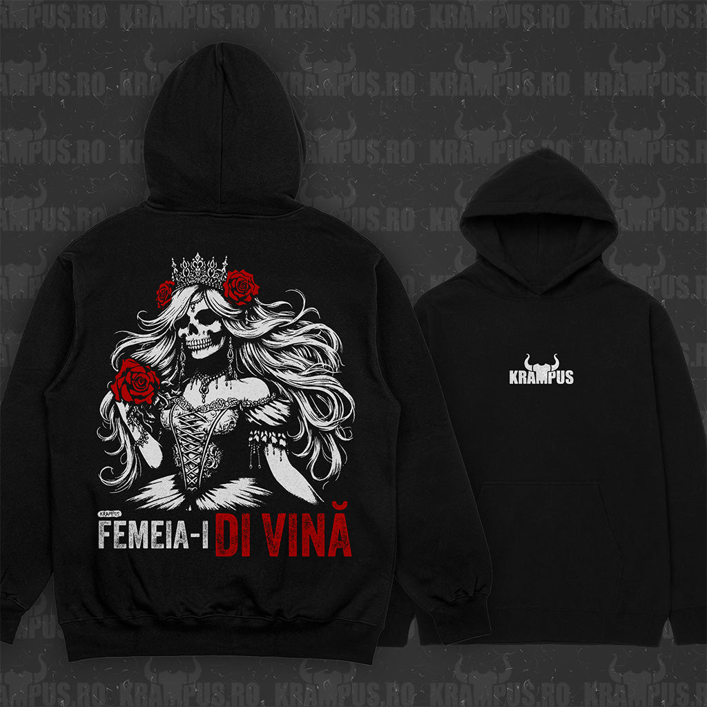 Hanorac Negru Unisex Femeia-i Di Vină
