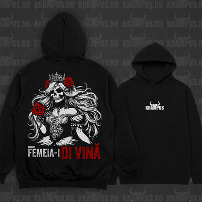 Hanorac Negru Unisex Femeia-i Di Vină