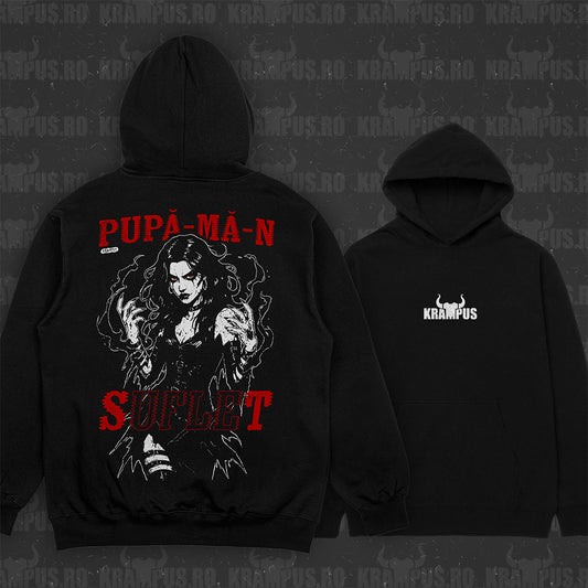 Hanorac Negru Unisex Pupă-mă-n Suflet