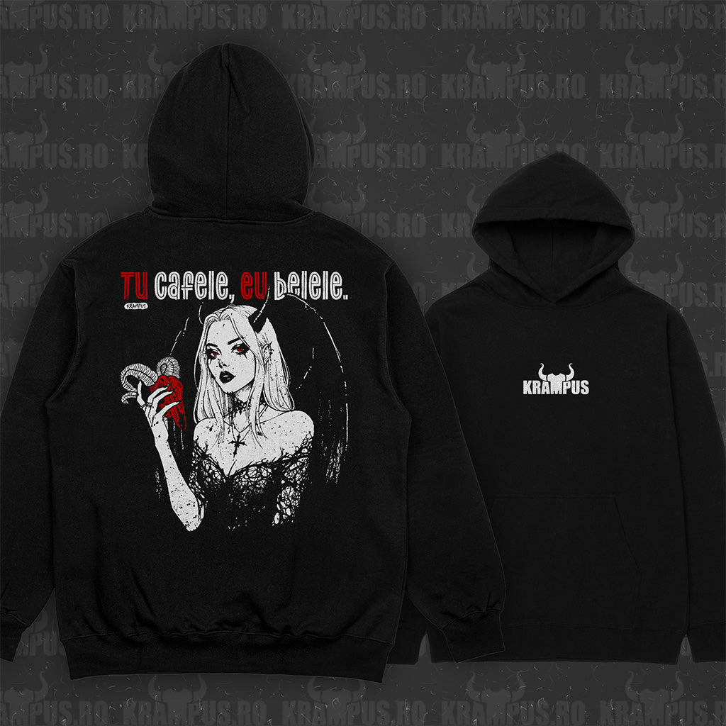 Hanorac Negru Unisex Tu Cafele, Eu Belele