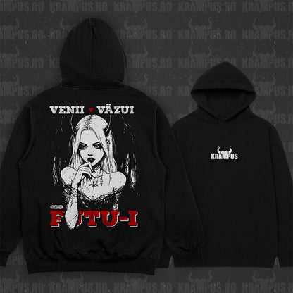 Hanorac Negru Unisex Venii Văzui Futu-i