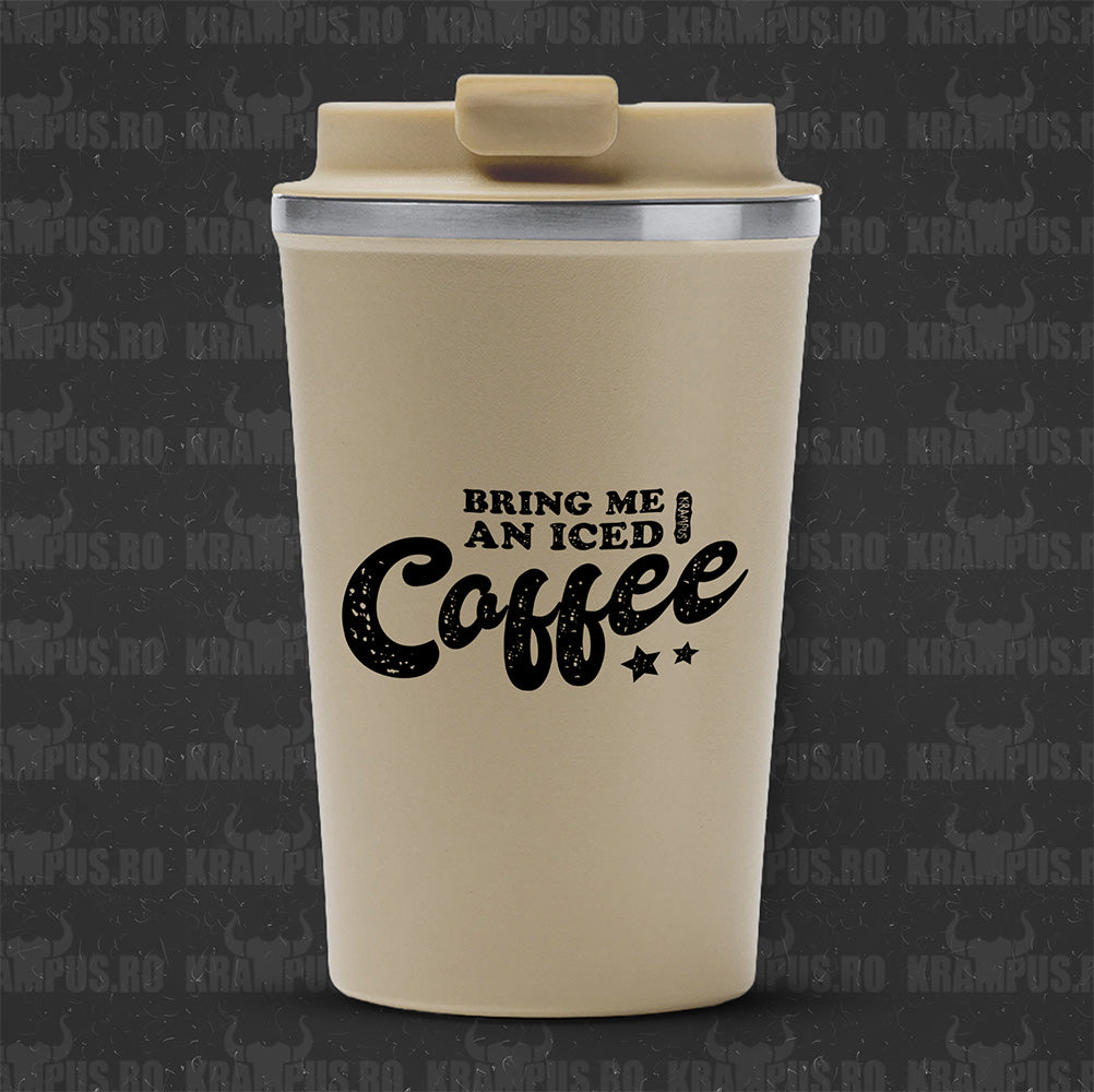 Termos Cafea Inox, 450ml, Crem Mat – Bring Me An Iced Coffee Stars