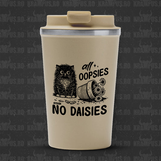 Termos Cafea Inox, 450ml, Crem Mat – All Oopsies No Daisies Cat