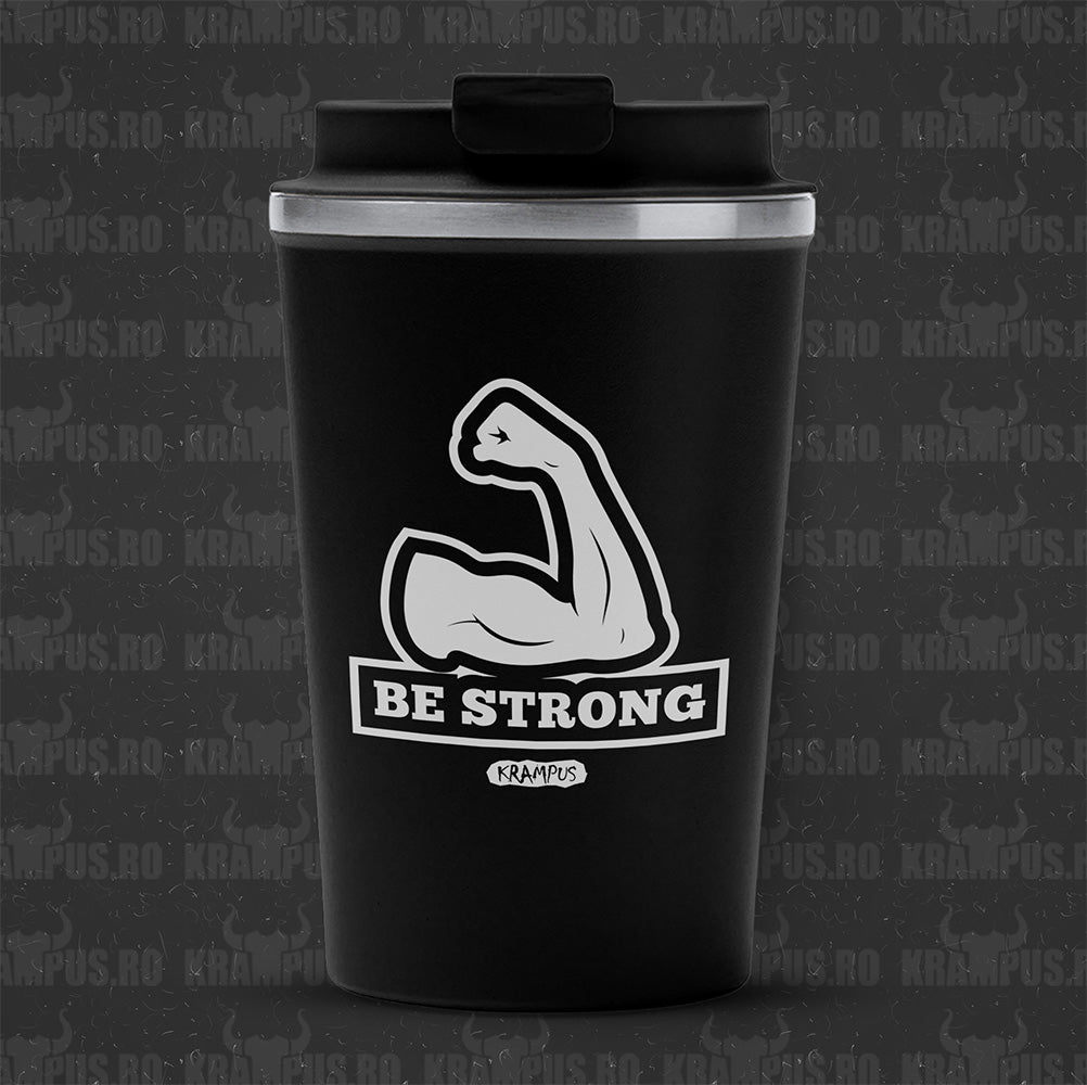 Termos Cafea Inox, 450ml, Negru Mat – Be Strong Motivation