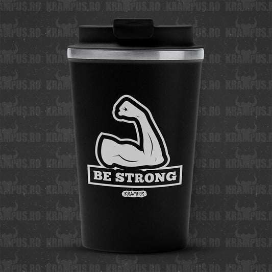 Termos Cafea Inox, 450ml, Negru Mat – Be Strong Motivation