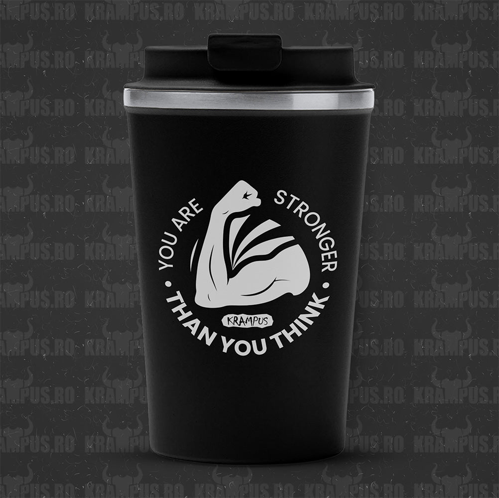 Termos Cafea Inox, 450ml, Negru Mat – You Are Stronger Than You Think