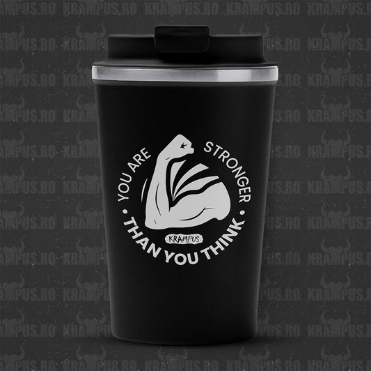 Termos Cafea Inox, 450ml, Negru Mat – You Are Stronger Than You Think