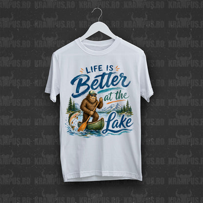 Tricou Alb Life Is Better At The Lake