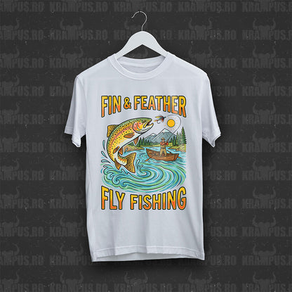 Tricou Alb Fin & Feather Fly Fishing