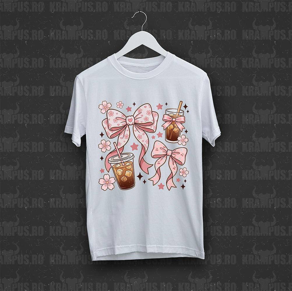 Tricou Alb Pink Ribbon Coffee