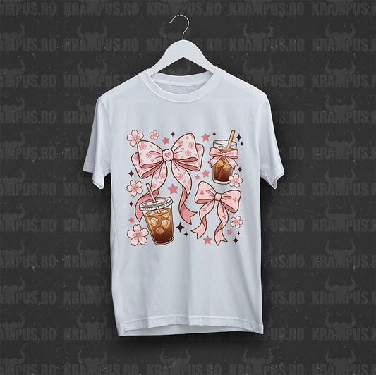 Tricou Alb Pink Ribbon Coffee