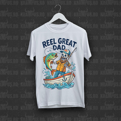 Tricou Alb Reel Great Dad Skelet