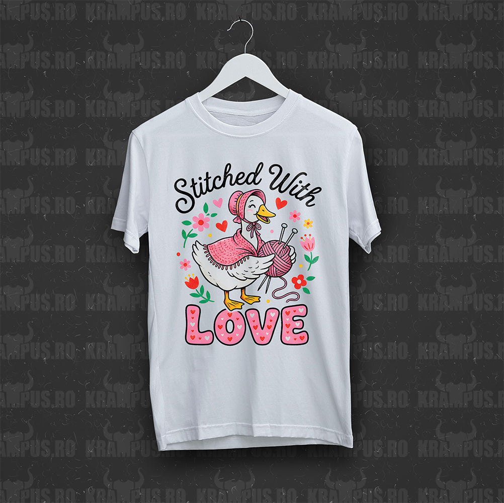 Tricou Alb Stitched With Love