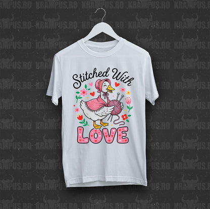 Tricou Alb Stitched With Love