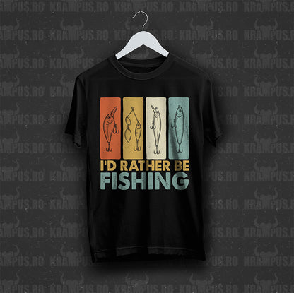 Tricou Negru I'd Rather Be Fishing