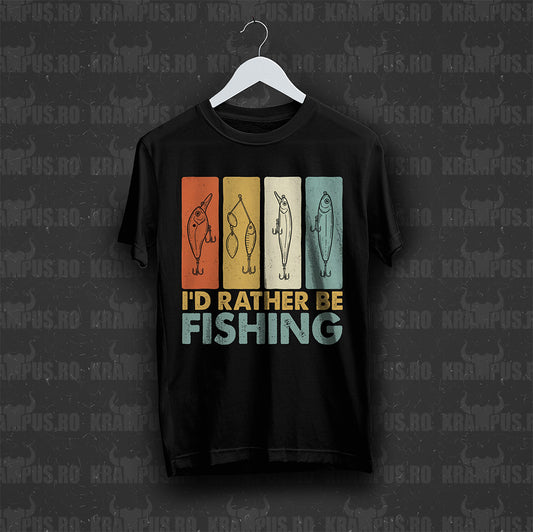 Tricou Negru I'd Rather Be Fishing
