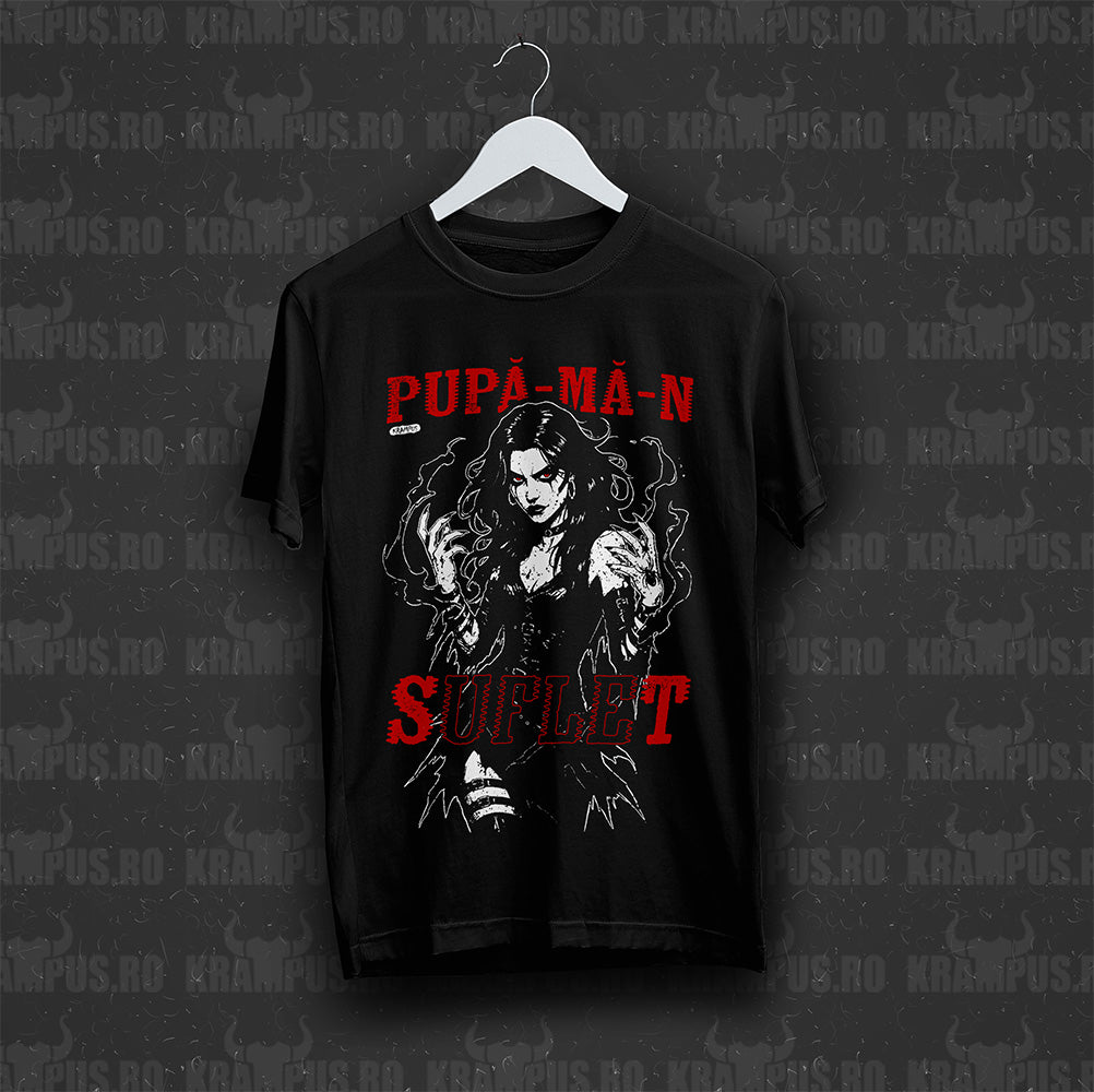 Tricou Negru Unisex Pupă-mă-n Suflet