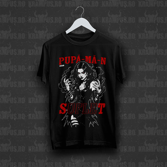 Tricou Negru Unisex Pupă-mă-n Suflet