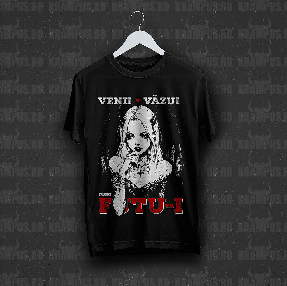Tricou Negru Unisex Venii Văzui Futu-i