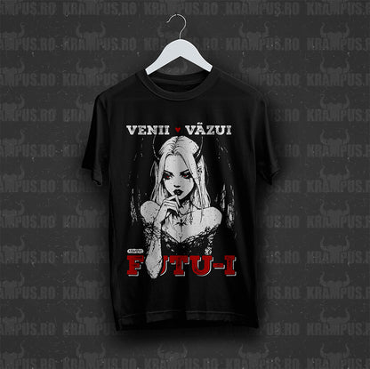 Tricou Negru Unisex Venii Văzui Futu-i