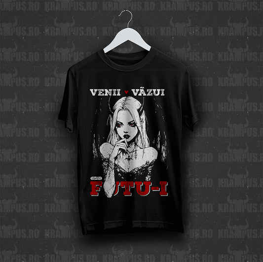 Tricou Negru Unisex Venii Văzui Futu-i