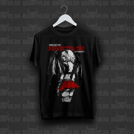 Tricou Negru Unisex Subiectul Tău la Terapie