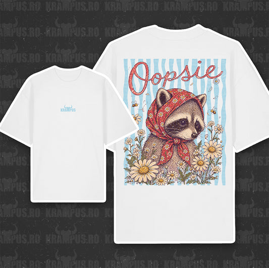 Tricou Oversize Oopsie Raccoon