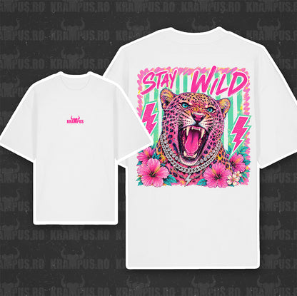 Tricou Oversize Stay Wild Leopard