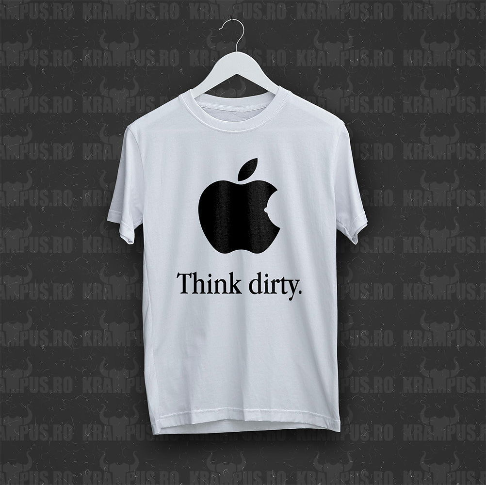 Tricou Think Dirty Parodie Logo Apple